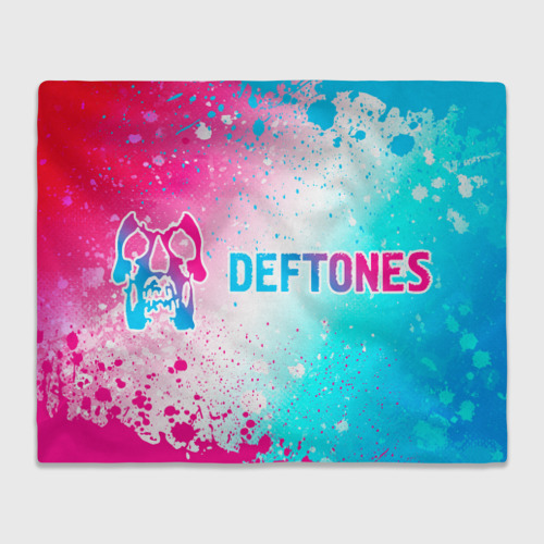 Плед с принтом Deftones neon gradient style по-горизонтали, вид спереди №1