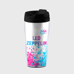Термокружка-непроливайка Led Zeppelin neon gradient style посередине