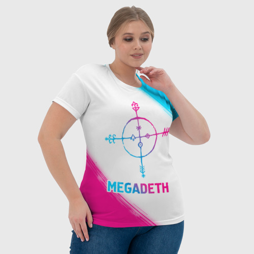 Женская футболка 3D Megadeth neon gradient style, цвет 3D печать - фото 6