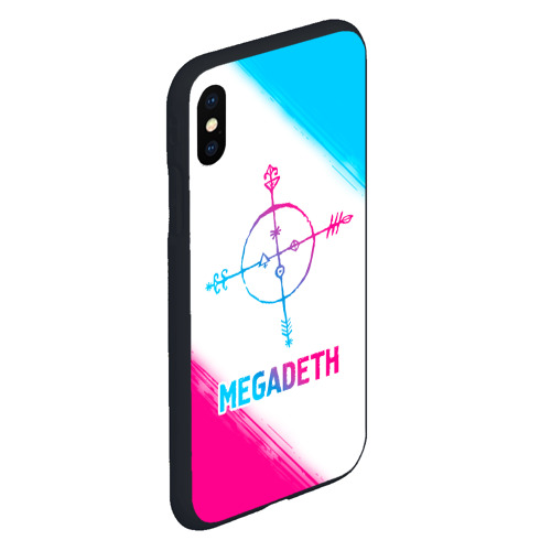Чехол для iPhone XS Max матовый с принтом Megadeth neon gradient style, вид сбоку #3
