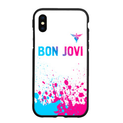 Чехол для iPhone XS Max матовый Bon Jovi neon gradient style посередине