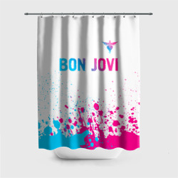 Штора 3D для ванной Bon Jovi neon gradient style посередине