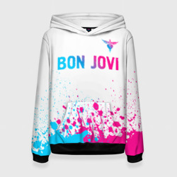 Женская толстовка 3D Bon Jovi neon gradient style посередине