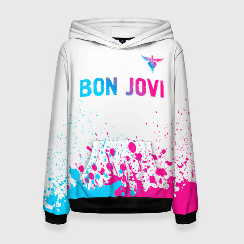 Женская толстовка 3D Bon Jovi neon gradient style посередине, цвет 3D печать