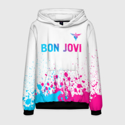 Мужская толстовка 3D Bon Jovi neon gradient style посередине