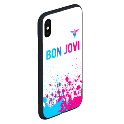 Чехол для iPhone XS Max матовый Bon Jovi neon gradient style посередине - фото 2