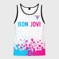 Мужская майка 3D Bon Jovi neon gradient style посередине