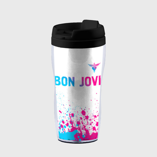Термокружка-непроливайка Bon Jovi neon gradient style посередине