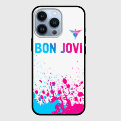 Чехол для iPhone 13 Pro Bon Jovi neon gradient style посередине