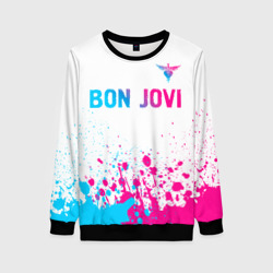 Женский свитшот 3D Bon Jovi neon gradient style посередине