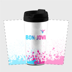Термокружка-непроливайка Bon Jovi neon gradient style посередине - фото 2