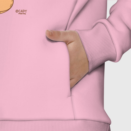 Детское худи Oversize хлопок Спокойный капибара: я збагоен, цвет светло-розовый - фото 8