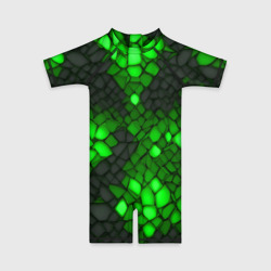 Зелёный трескающийся камень – Детский купальный костюм 3D с принтом купить