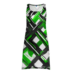 Зелёные и чёрные мазки – Платье-майка 3D с принтом купить