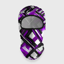 Фиолетовые и чёрные мазки – Балаклава 3D с принтом купить