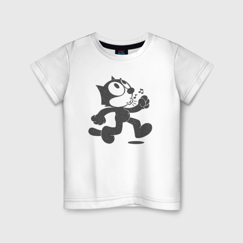 Детская футболка из хлопка с принтом Беззаботный Феликс, вид спереди №1