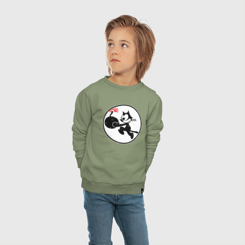 Детский свитшот хлопок Неугомонный Феликс, цвет авокадо - фото 5