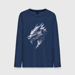 Мужской лонгслив хлопок Силуэт белого дракона