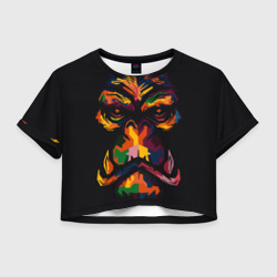 Женская футболка Crop-top 3D Морда гориллы поп-арт