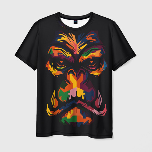 Мужская футболка с принтом Морда гориллы поп-арт, вид спереди №1