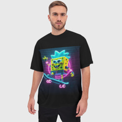 Мужская футболка oversize 3D Sponge Bob on a skateboard - фото 2