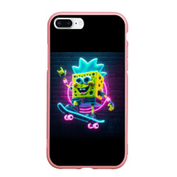 Чехол для iPhone 7Plus/8 Plus матовый Sponge Bob on a skateboard