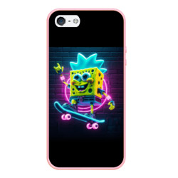 Чехол для iPhone 5/5S матовый Sponge Bob on a skateboard