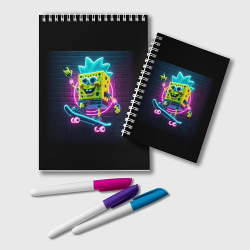 Блокнот Sponge Bob on a skateboard, цвет крупная клетка