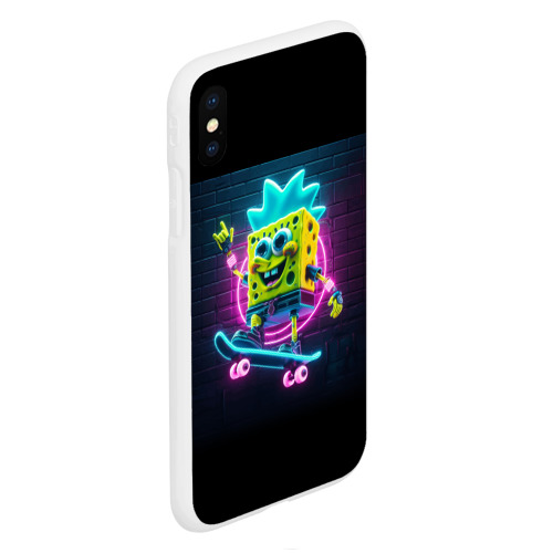 Чехол для iPhone XS Max матовый с принтом Sponge Bob on a skateboard, вид сбоку #3