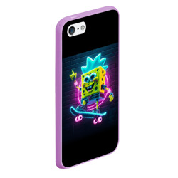 Чехол для iPhone 5/5S матовый Sponge Bob on a skateboard - фото 2