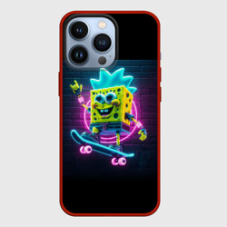 Чехол для iPhone 13 Pro Sponge Bob on a skateboard