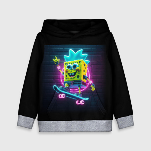 Детская толстовка 3D Sponge Bob on a skateboard, цвет меланж