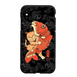 Чехол для iPhone XS Max матовый Японский кот рыбак