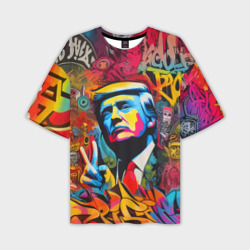 Мужская футболка oversize 3D Дональд Трамп - граффити - Ai