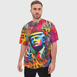 Мужская футболка oversize 3D Дональд Трамп - граффити - Ai - фото 2