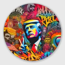 Круглый коврик для мышки Дональд Трамп - граффити - Ai