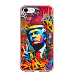 Чехол для iPhone 7/8 матовый Дональд Трамп - граффити - Ai