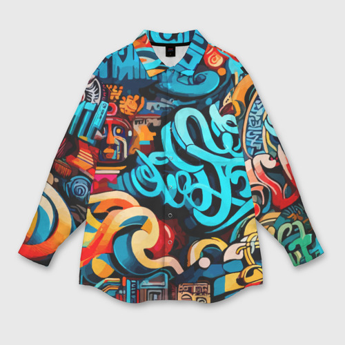 Женская рубашка oversize 3D с принтом Abstract graffiti - ai art, вид спереди #2