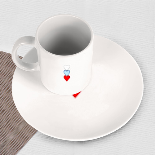 Набор: тарелка + кружка Сердечки триколор - фото 3