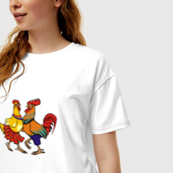 Женская футболка хлопок Oversize Куриный танец - фото 2
