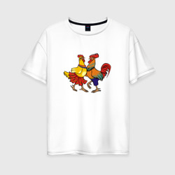 Женская футболка хлопок Oversize Куриный танец