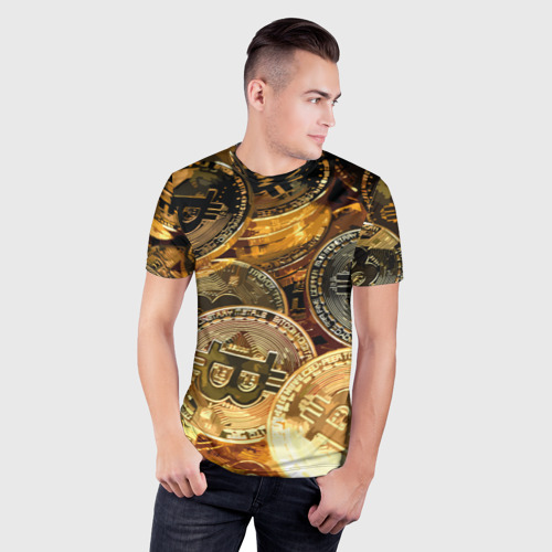 Мужская футболка 3D Slim с принтом Золото цифровой эры, фото на моделе #1