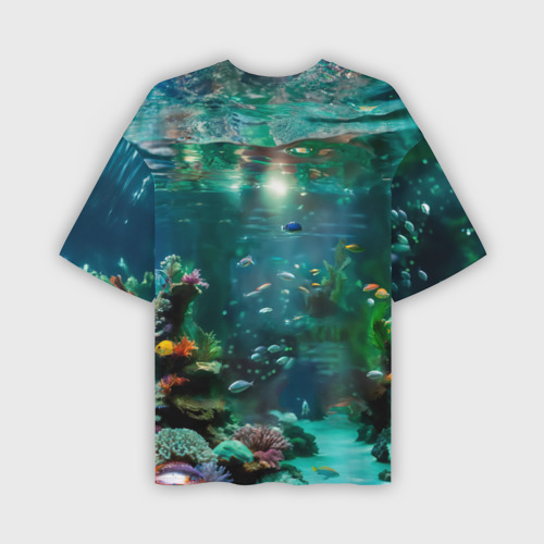 Мужская футболка oversize 3D Реалистичное фото русалки под водой, цвет 3D печать - фото 2