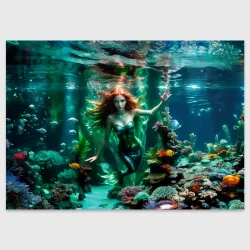 Поздравительная открытка Реалистичное фото русалки под водой