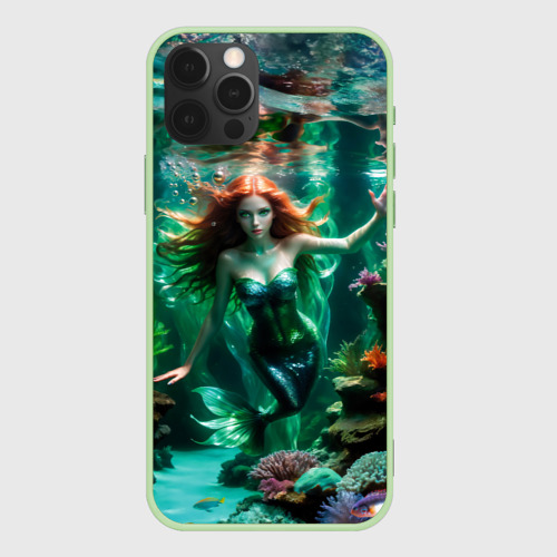 Чехол для iPhone 12 Pro Max с принтом Реалистичное фото русалки под водой, вид спереди #2