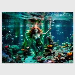 Поздравительная открытка Реалистичное фото русалки под водой