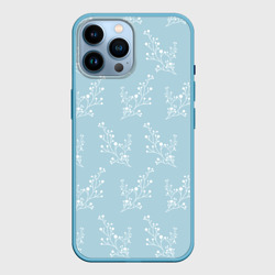 Белые зимние веточки на голубом фоне – Чехол для iPhone 14 Pro Max с принтом купить
