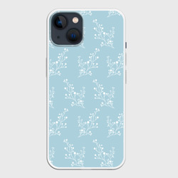 Белые зимние веточки на голубом фоне – Чехол для iPhone 14 с принтом купить
