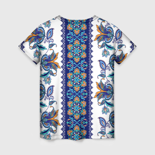 Женская футболка 3D с принтом Цветочный этнический орнамент, вид сзади #1