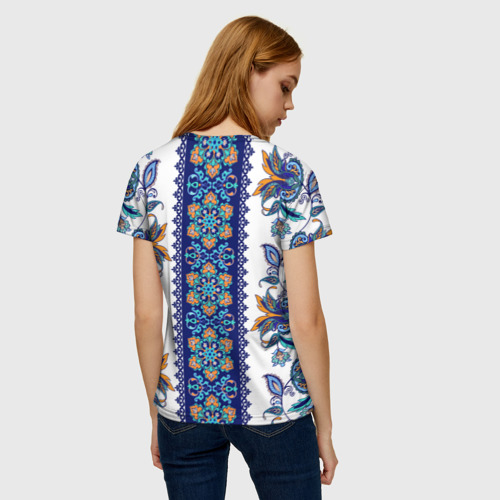 Женская футболка 3D с принтом Цветочный этнический орнамент, вид сзади #2